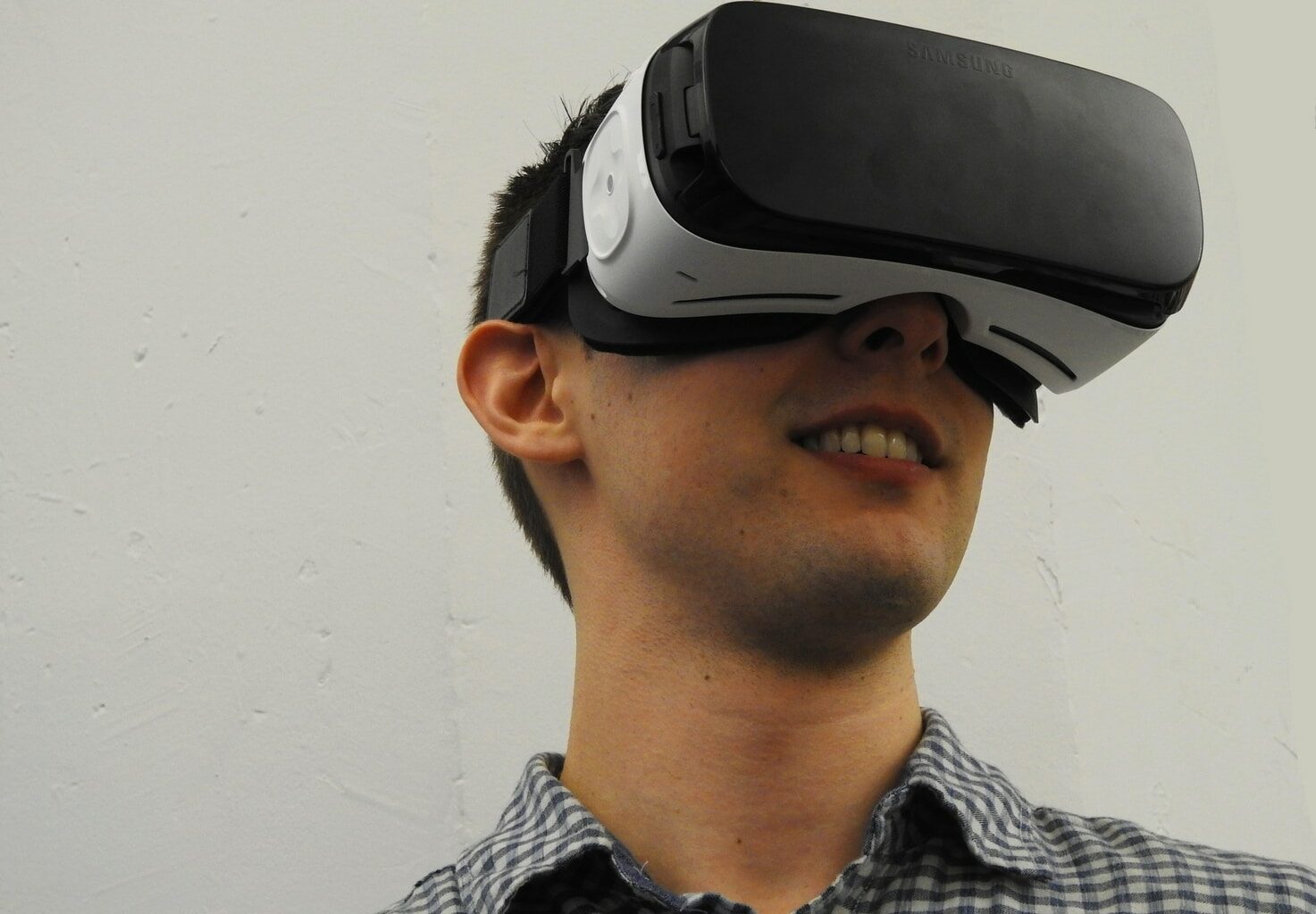 man wearing VR glass headset
