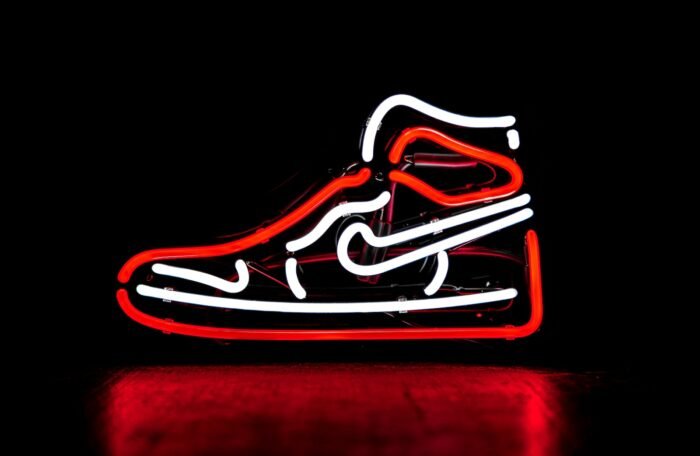 Neon Nike red an white trainer