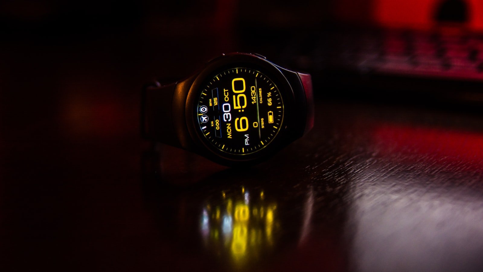round black digital watch at 6:50
