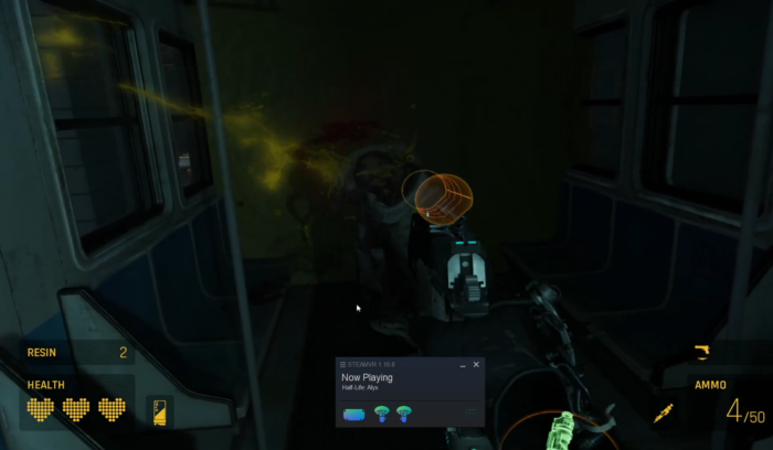 Skærmbillede af Half-Life: Alyx, spillet på Oculus Quest 2