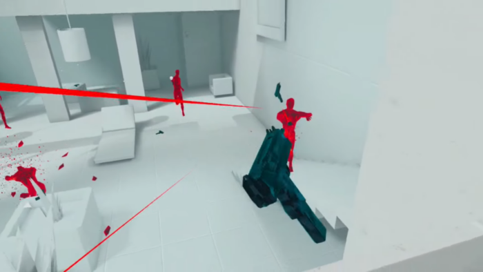 Captura de pantalla del juego VR Super Hot, jugado en Oculus Quest 2
