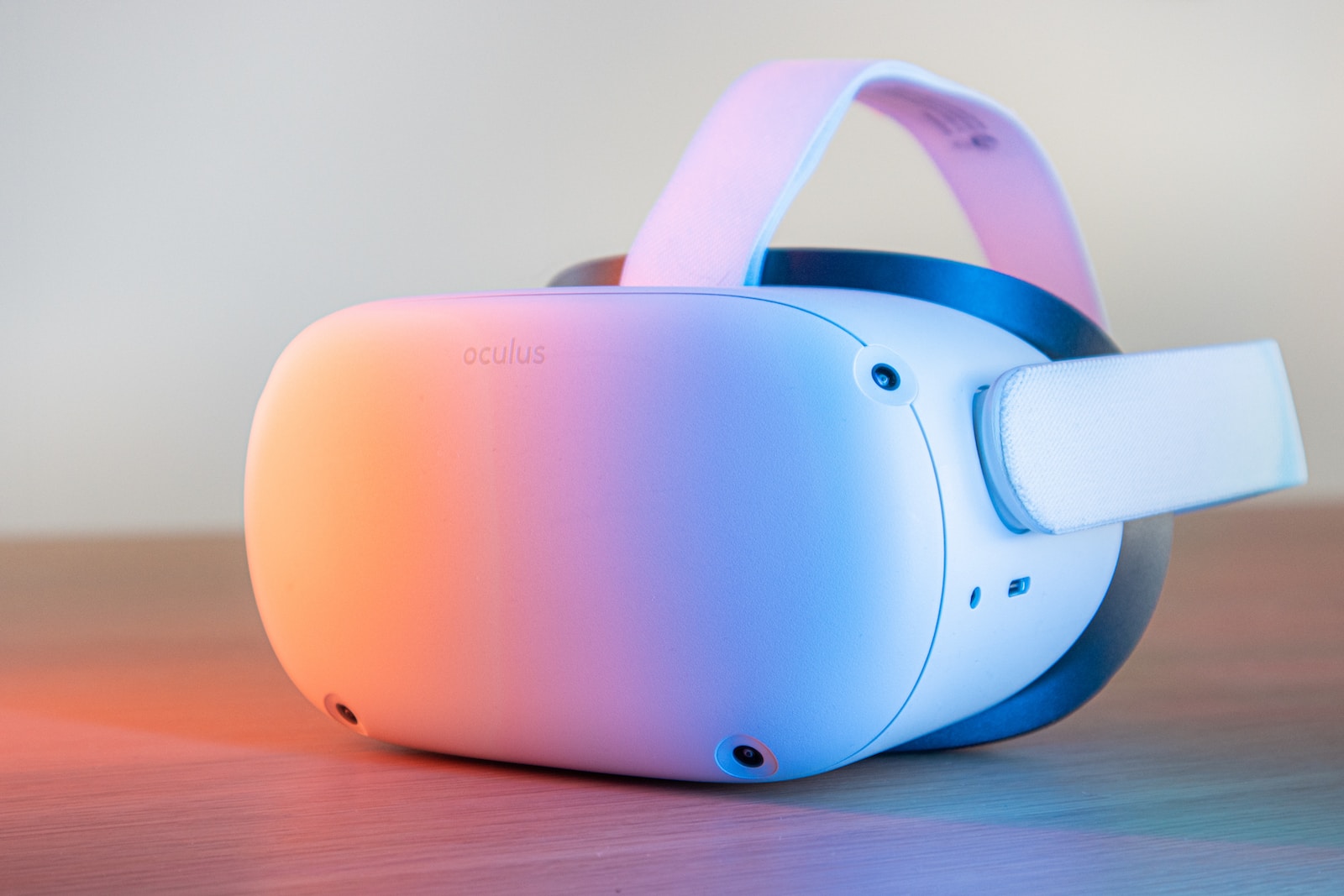 pink and white vr goggles